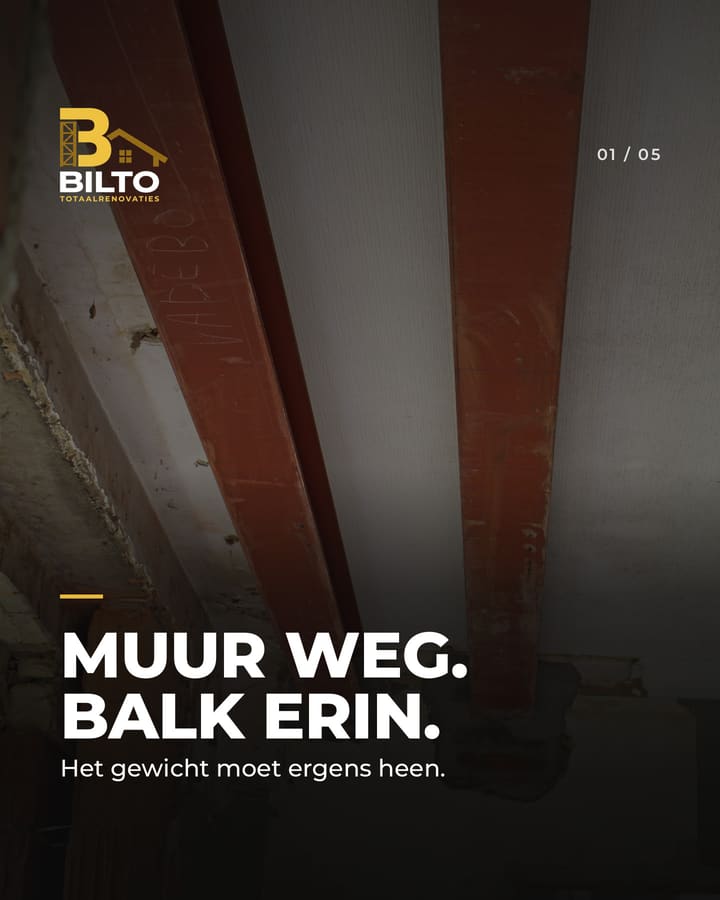 Een muur weghalen is snel gedaan. Wat erboven staat, moet ergens op blijven rusten.